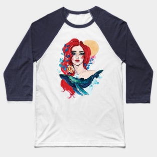 Whale girl Baseball T-Shirt